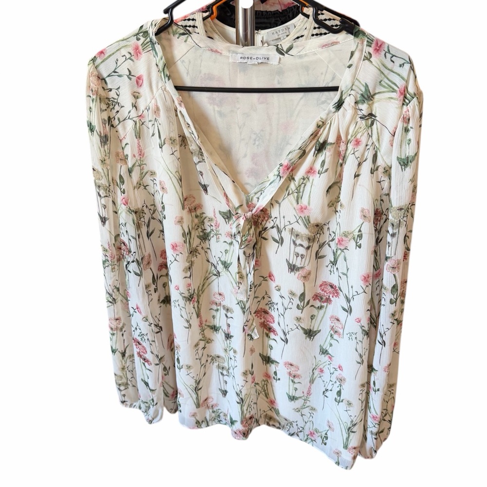 Rose + Olive Cream Floral Blouse - Picture 2 of 4